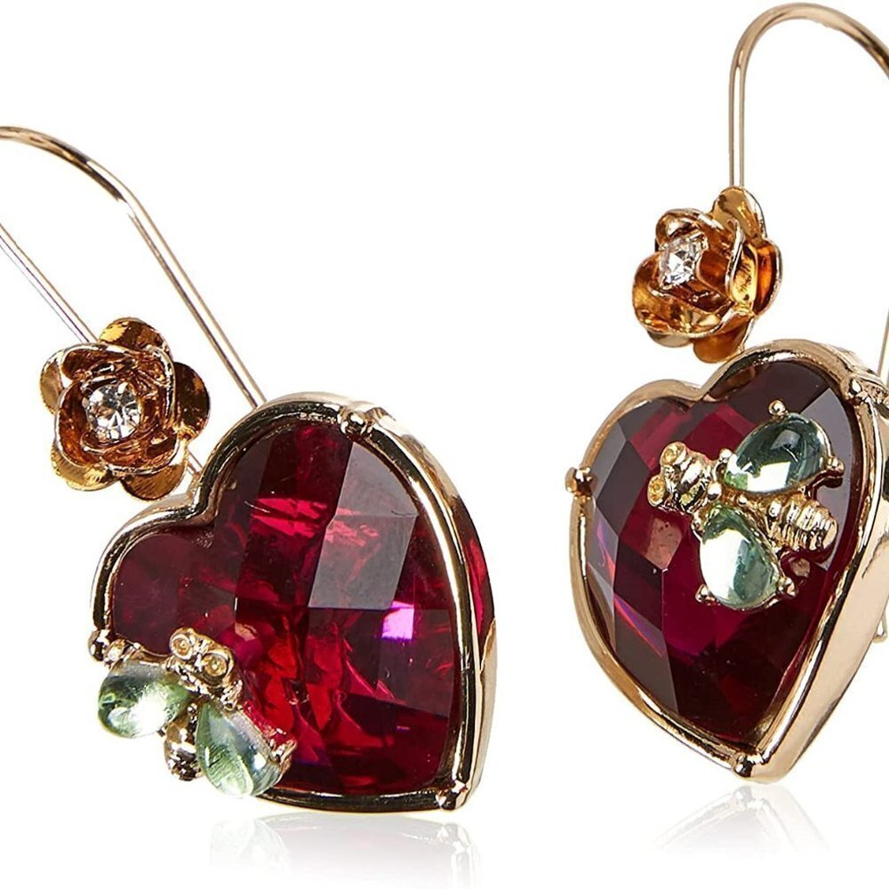 Betsey Johnson Stone Heart Drop Earrings